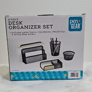 Pen + Gear Black Desk Organizer Set